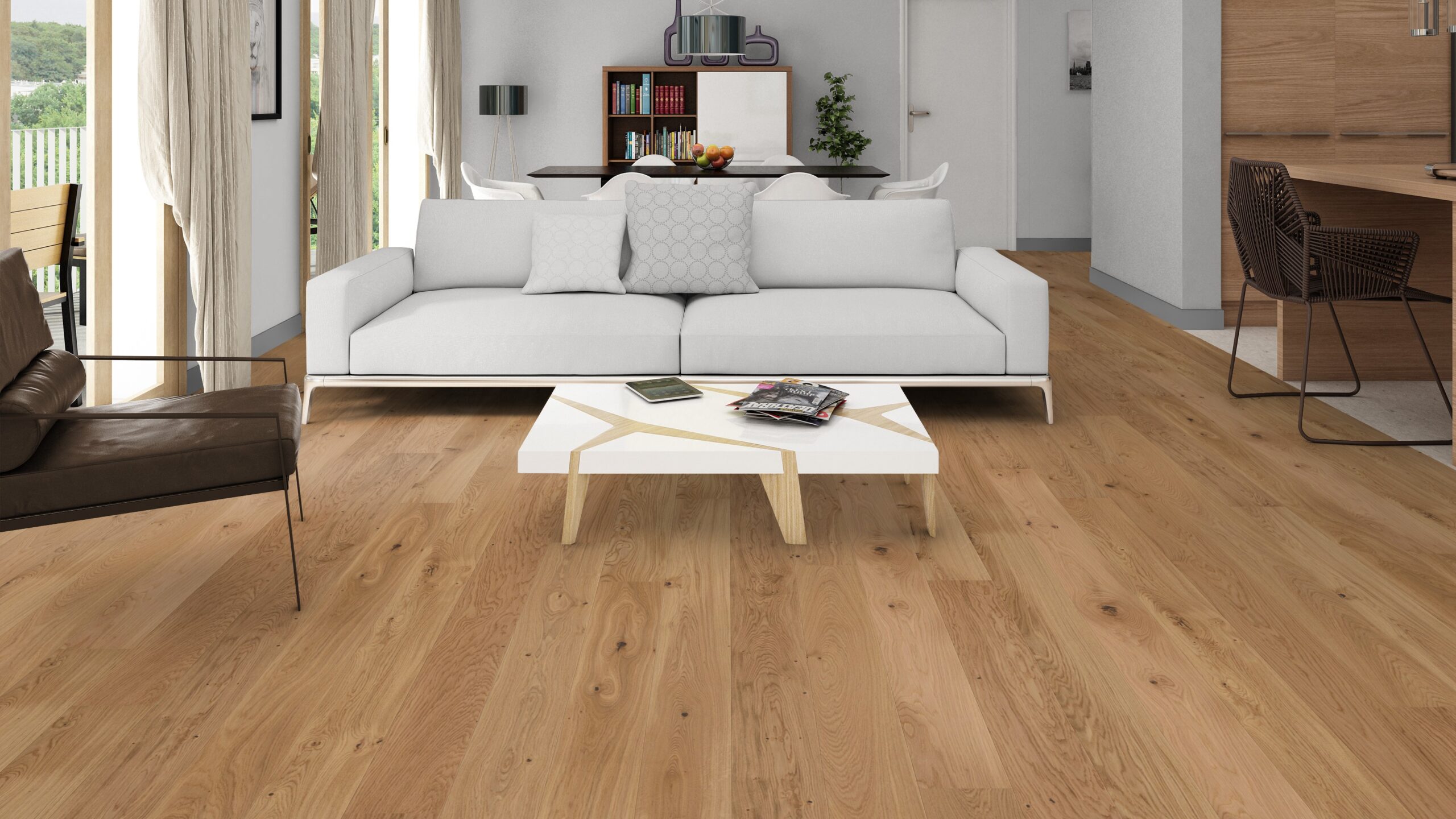 Parkettboden Tarkett, Pure, Eiche Rustic Plank, 2-seitige Mikrofase, gebürstet, matt versiegelt