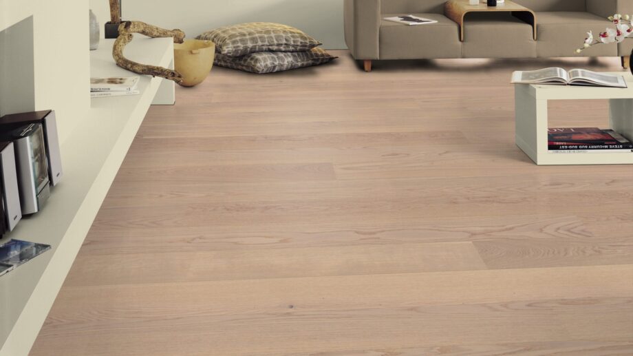 Parkettboden Eiche Tarkett Shade Cream White Plank XT, Landhausdiele, 2-seitig Mikrofase, gebürstet, gebeizt, Proteco Natura Mattlack – 2