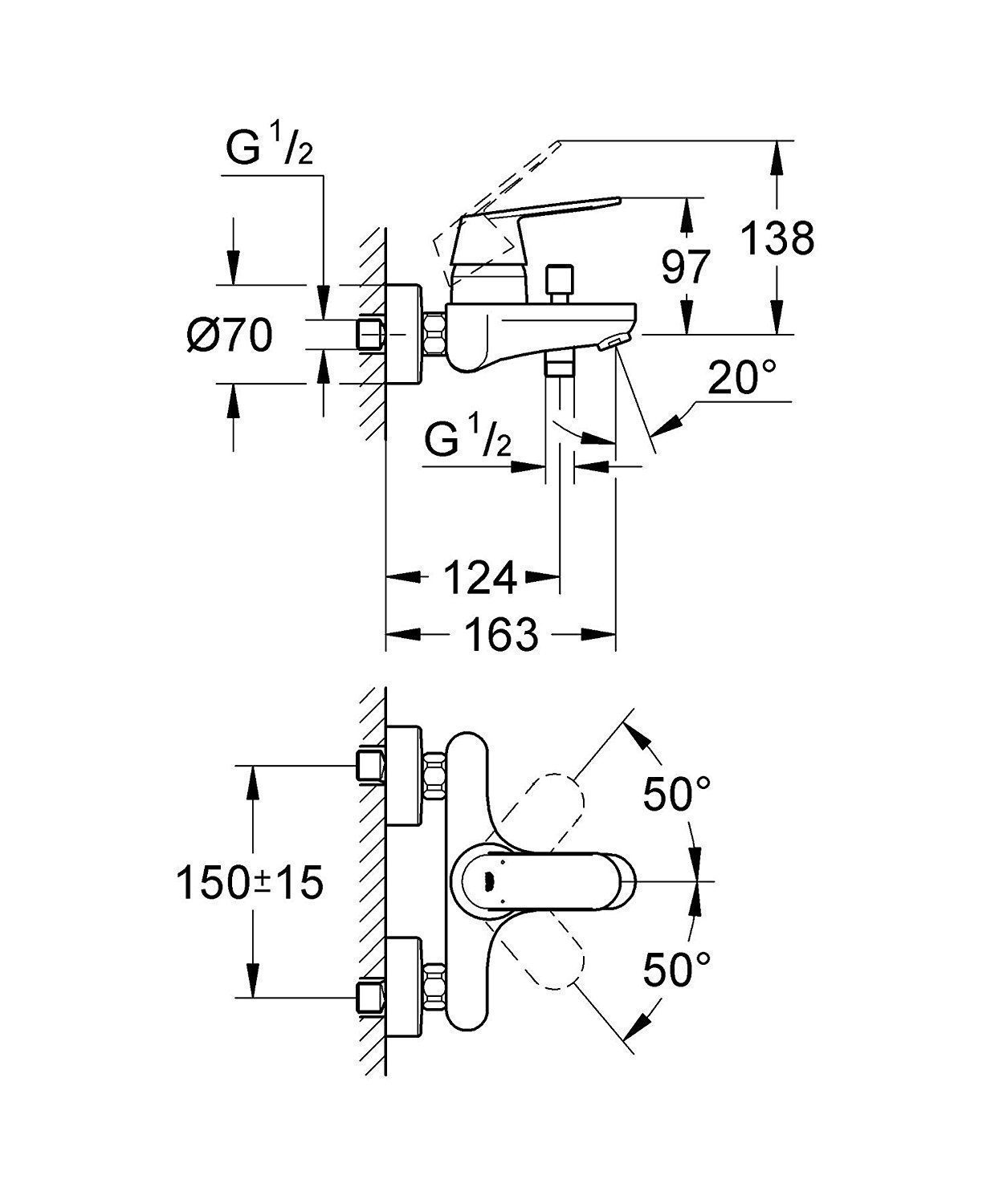 Wannenarmatur GROHE Eurosmart Cosmopolitan, Chrom