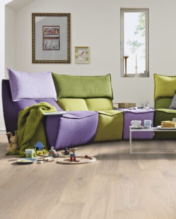 Parkettboden Eiche Meister Limed off-white oak lively, gebürstet, matt versiegelt PD400