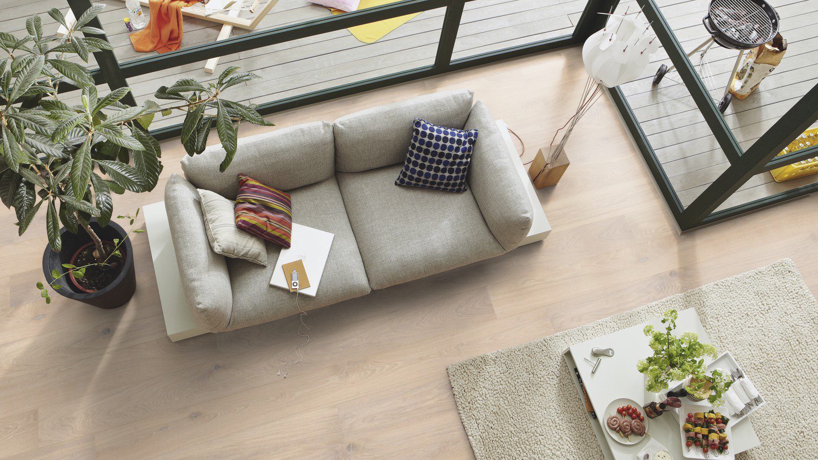 Parkettboden Eiche Meister Limed off-white oak lively, gebürstet, matt versiegelt PD400