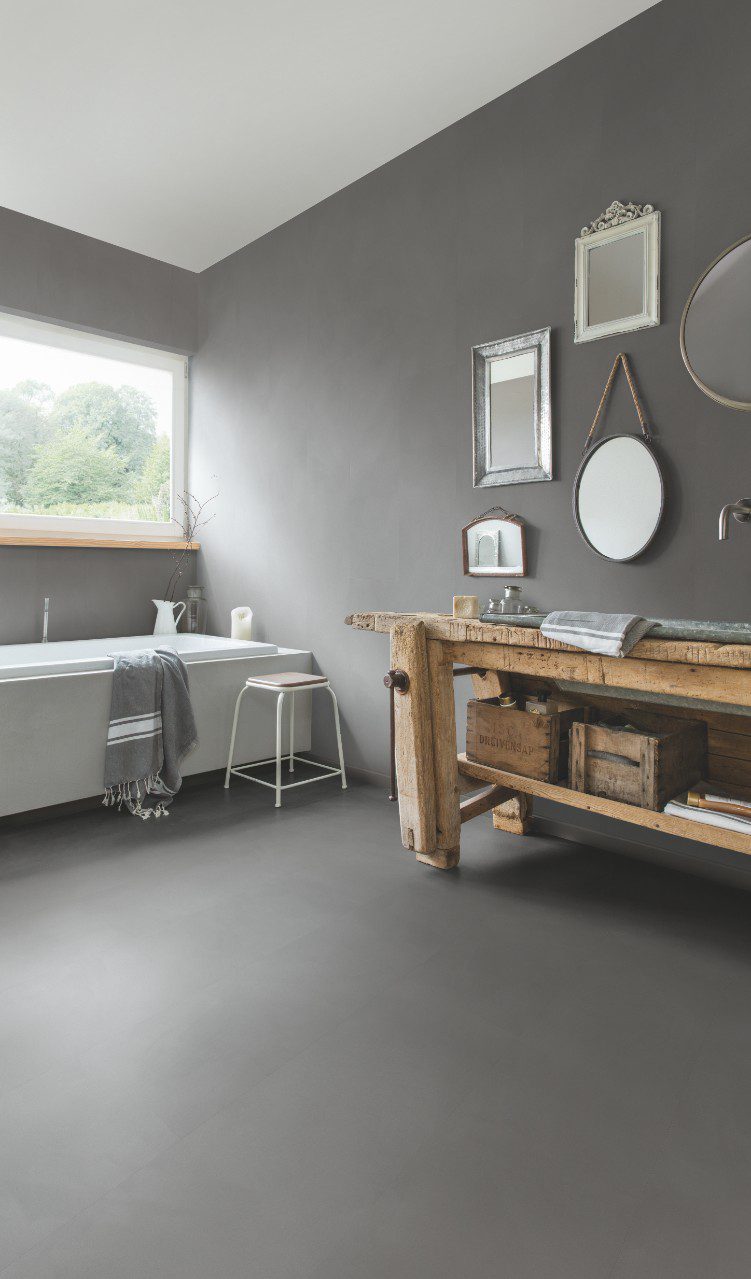 LVT Vinylboden Quick-Step, Ambient Click Plus, Minimal Medium Grau, gefast