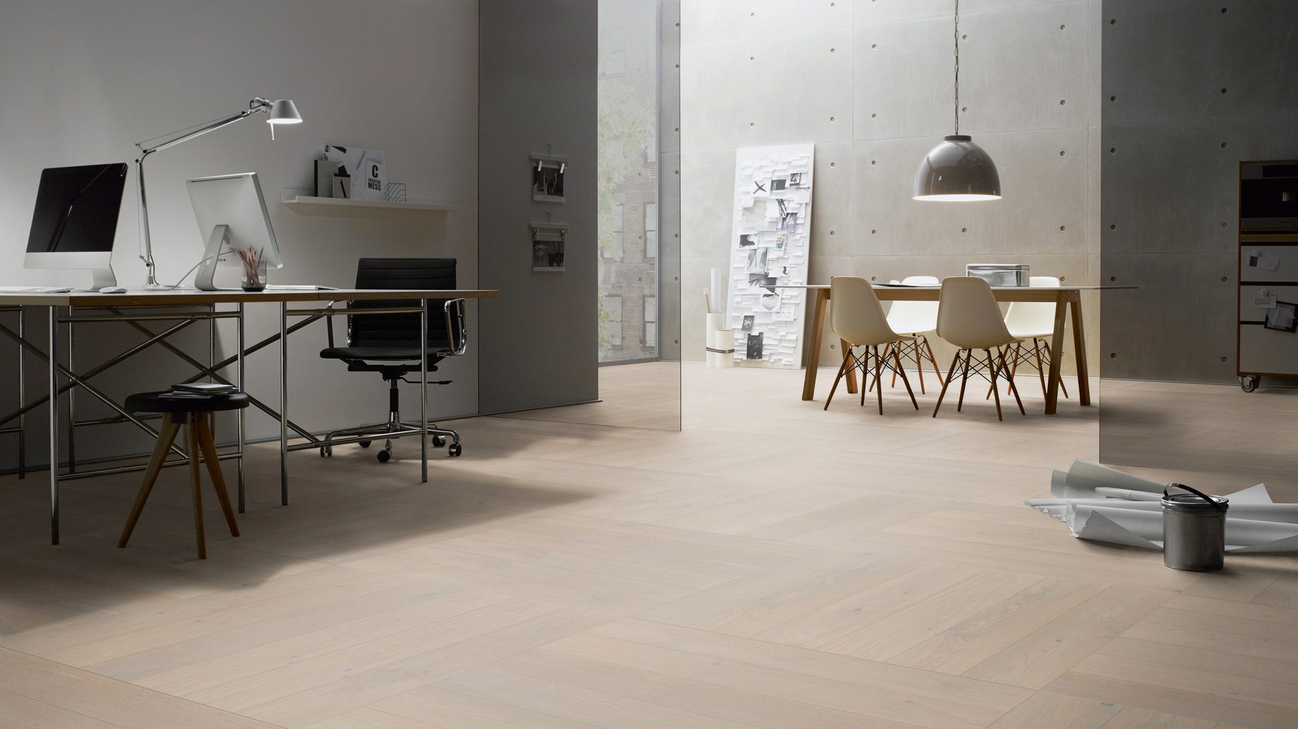 Parkett ter Hürne Eiche light grey, gebürstet, gefast, besonders matter Lack