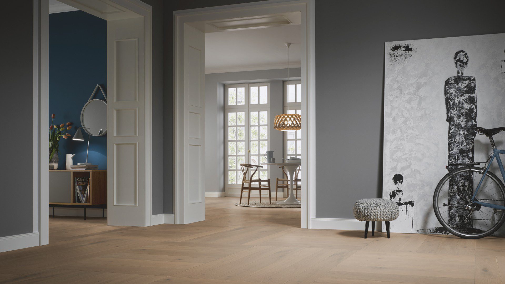 Parkett ter Hürne Eiche ochre brown, gebürstet, gefast, eriti matt lak