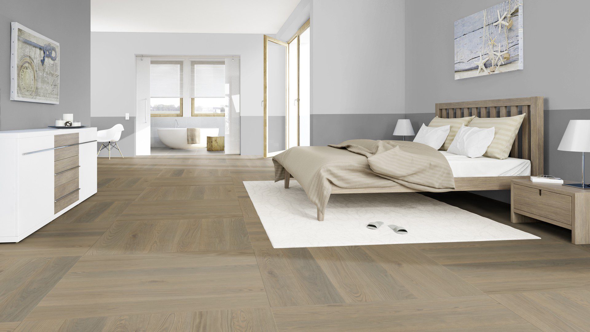 Parkett ter Hürne Eiche smoke grey, gebürstet, gefast, Naturöl