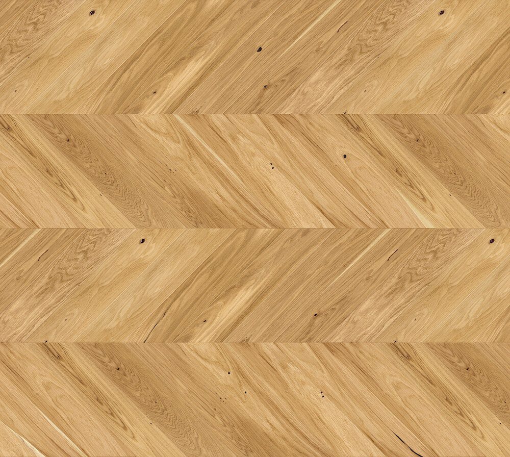 Fischgrätparkett Eiche, Bright, 1-Stab, gefast, gebürstet, Naturöl, Chevron Parkett