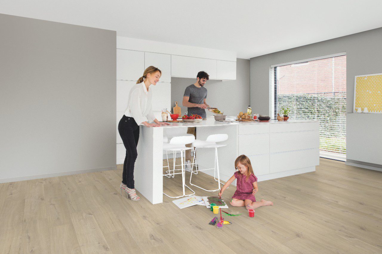 LVT Vinylboden Quick-Step, Pulse Click Plus, Cotton oak beige, Eiche, gefast