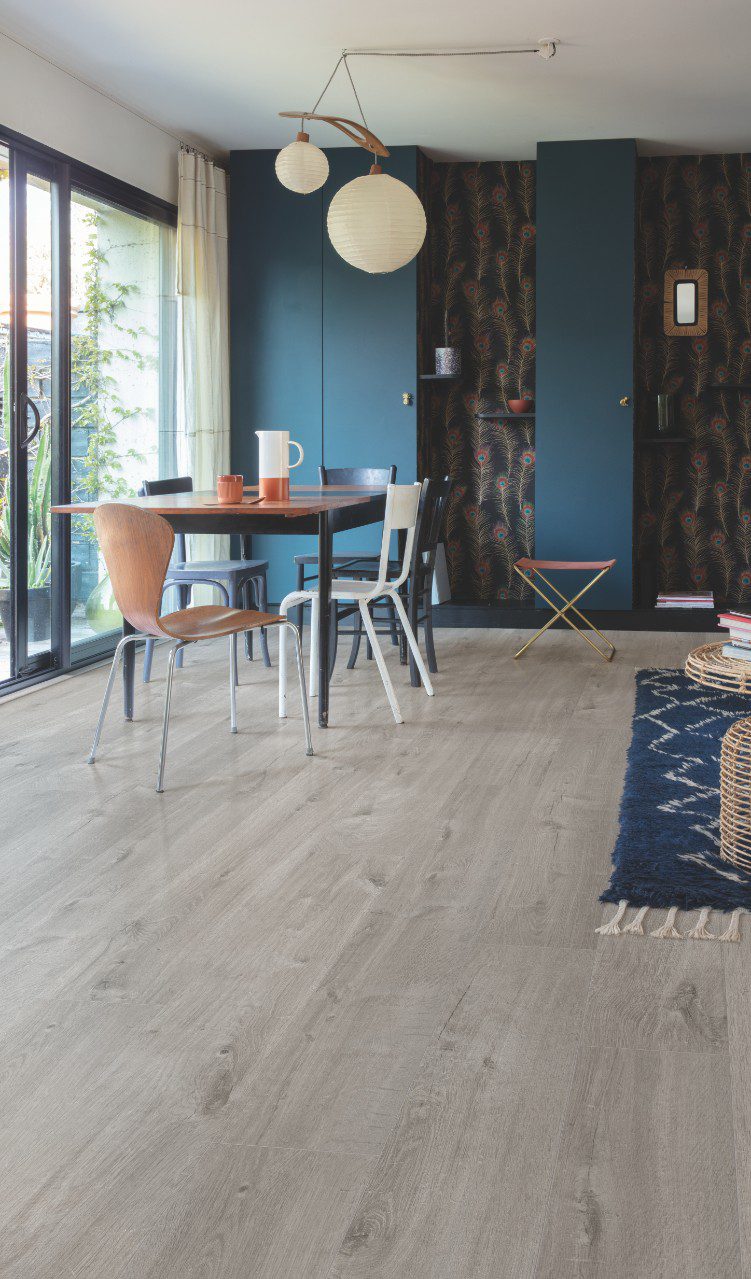 LVT Vinylboden Quick-Step, Pulse Click Plus, Cotton Oak Cozy Grey, Eiche, gefast