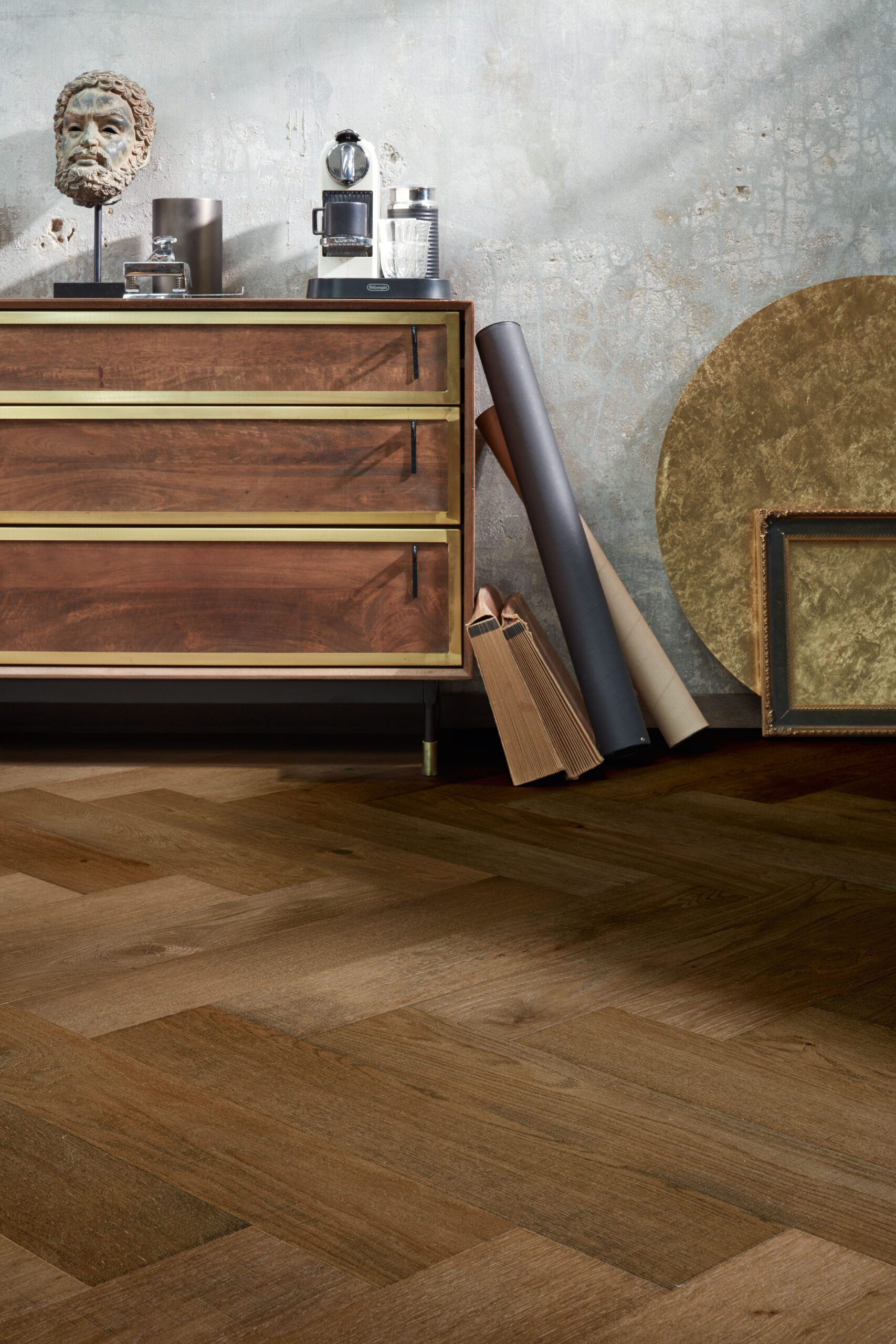 Fischgrätparkett Eiche Meister Lindura Classic olive grey oak, struktureeritud, ultramatt versiegelt