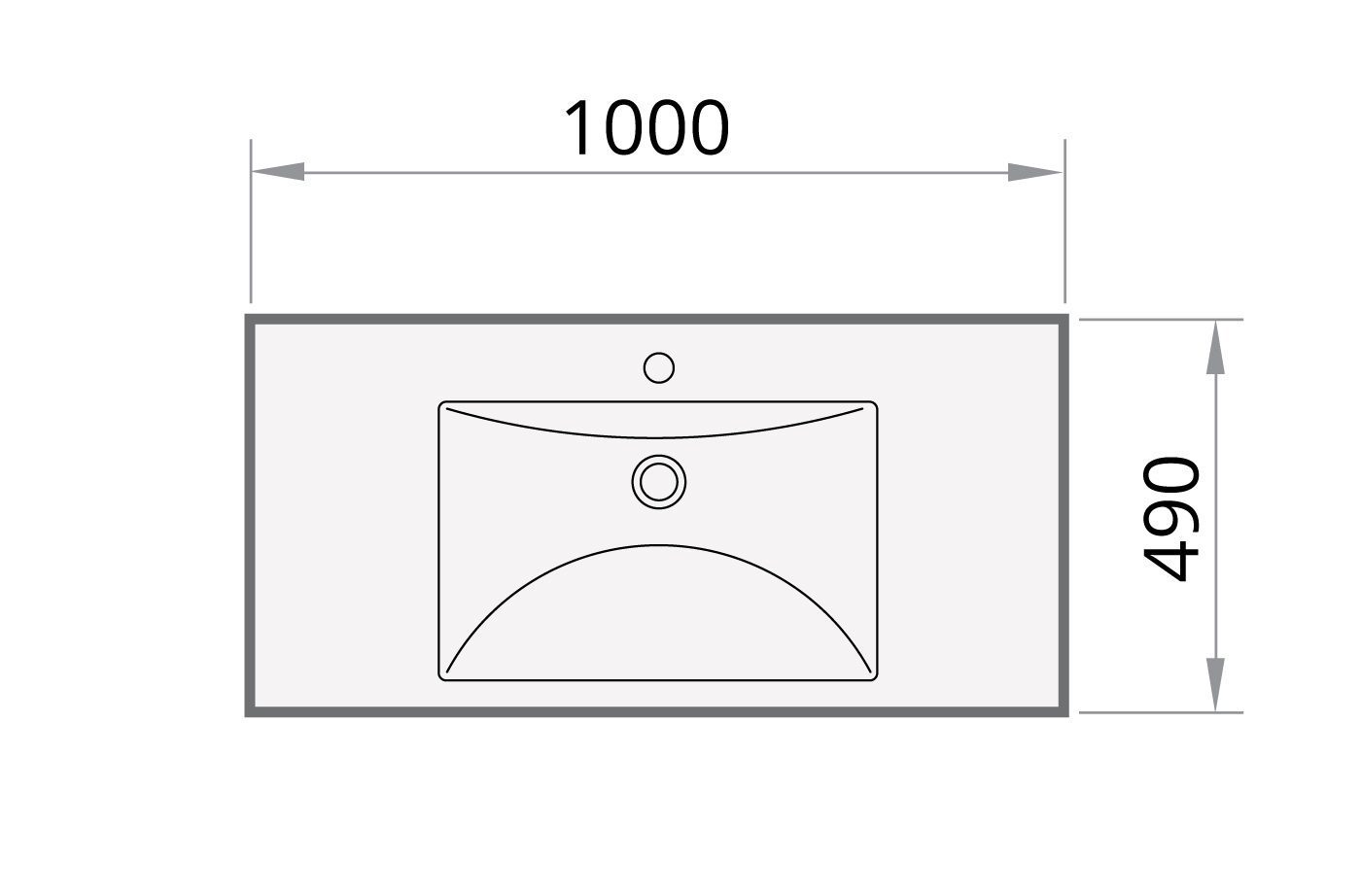 Waschbecken PAA LONG STEP 100, Cast Stone Mineralguss, glänzend