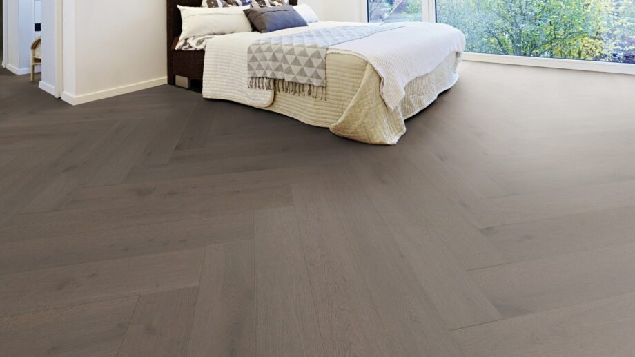 Fischgrätparkett Eiche, ter Hürne, Oak basalt brown, Fischgrätparkett, gebürstet, gefast, extra matt versiegelt – 5