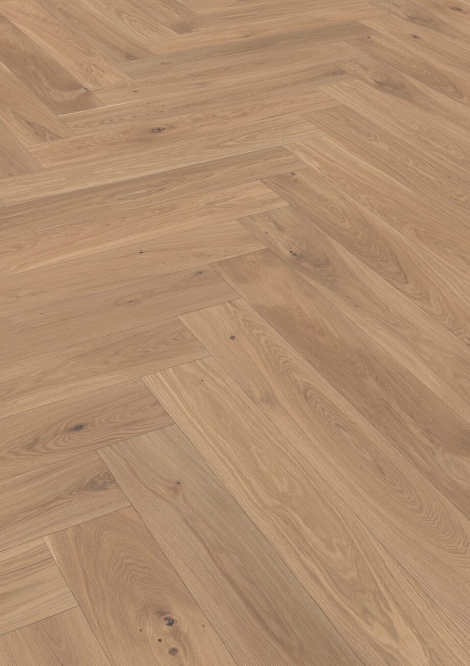 Fischgrätparkett Eiche, ter Hürne, oak light beige, Fischgrätparkett, gebürstet, gefast, weißes Naturöl – Ansicht 2 Fischgrätparkett Eiche, ter Hürne, oak light beige, Fischgrätparkett, gebürstet, gefast, weißes Naturöl – 2
