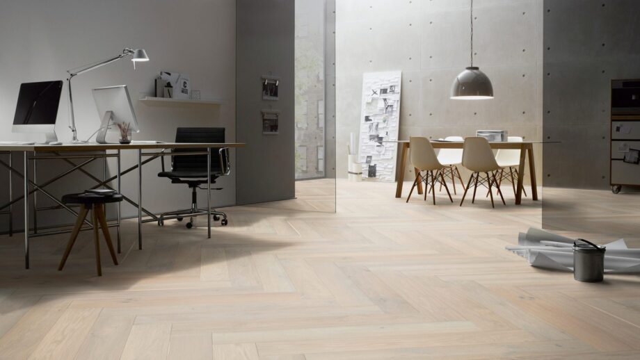 Fischgrätparkett Eiche, ter Hürne, Oak sand grey, Fischgrätparkett, gebürstet, gefast, Naturöl – 3