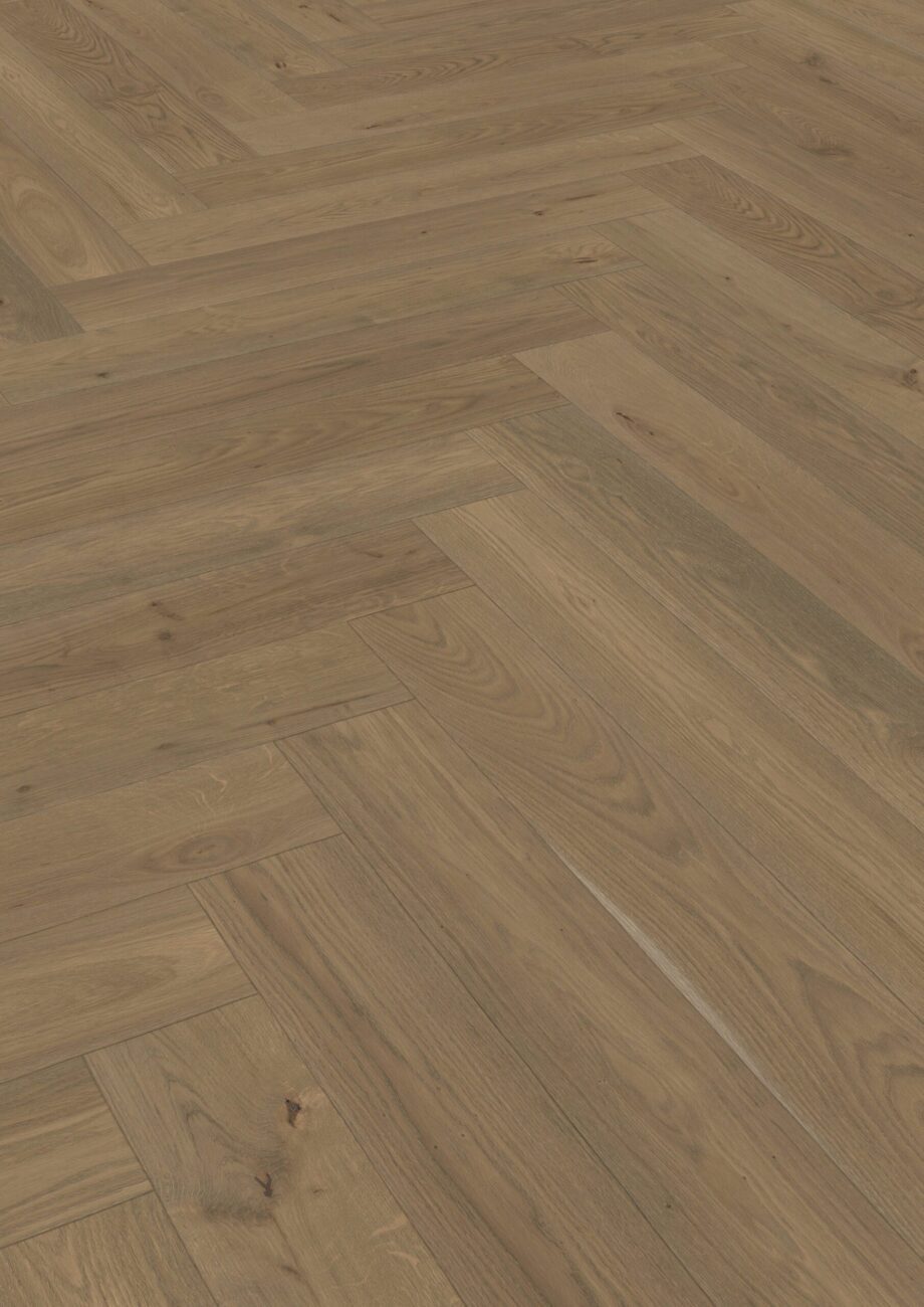 Fischgrätparkett Eiche, ter Hürne, Oak terra brown, Fischgrätparkett, gebürstet, gefast, Naturöl – Ansicht 2 Fischgrätparkett Eiche, ter Hürne, Oak terra brown, Fischgrätparkett, gebürstet, gefast, Naturöl – 2