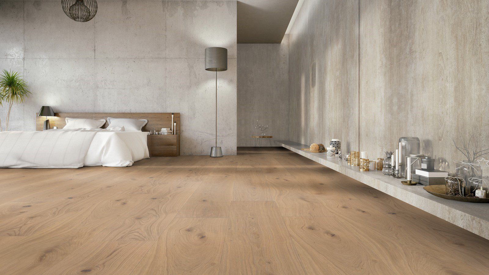 Parkett Boden Eiche Trinity Rustical gefast gebürstet weiß geölt 305mm