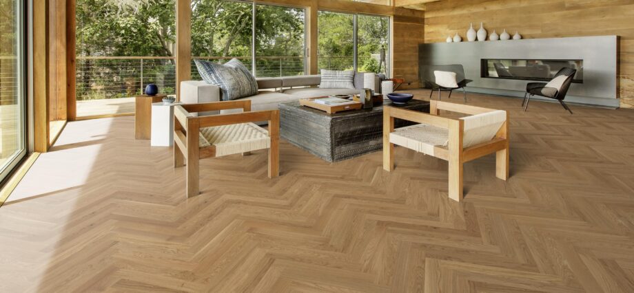 Kalasaba parkett Tamm Rustic 45 õlivahatatud – vaade 11 Fischgrätparkett Bauwerk Monopark Eiche Rustikal 45 Öl-Wachs – 11