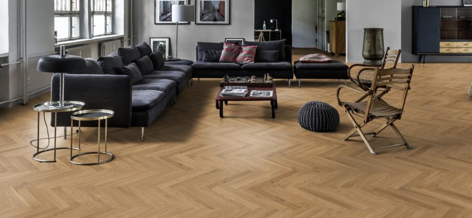 Kalasaba parkett Tamm Rustic 45 õlivahatatud – vaade 9 Fischgrätparkett Bauwerk Monopark Eiche Rustikal 45 Öl-Wachs – 9