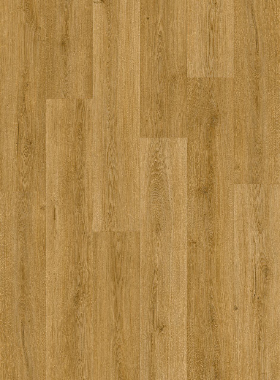 Vinyylilattia Quick Step Bloom Botanic Smoked Oak, tumma savutammen sävy ja lankkudesign.
