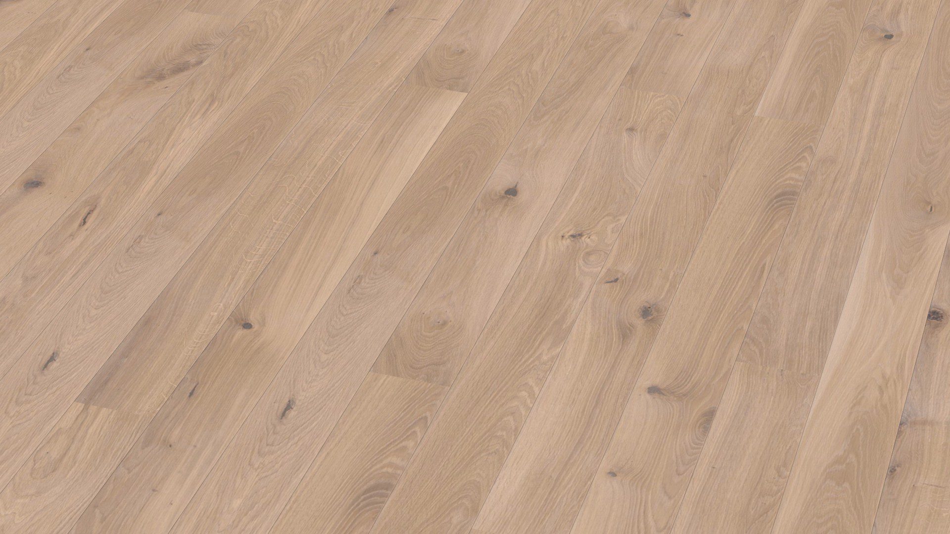 Parkett Bauwerk Boen Casapark tamm 46 Farina harjatud valge õlivaha rustikaalse sorteeringu ja valge tooniga.