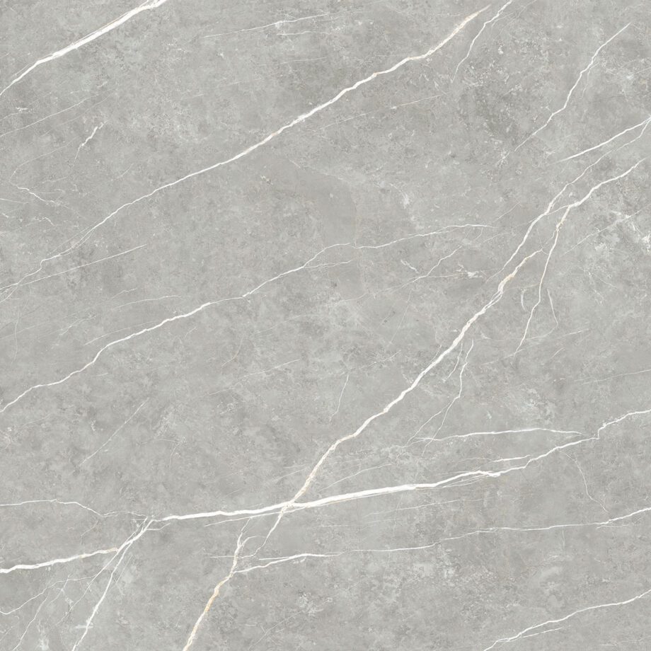 004.120.0368.07981-1 Polierte Bodenfliese aus Feinsteinzeug in Marmoroptik Tau Elite Gray Pol, 120x120 cm, 9 mm, Grau, rektifiziert