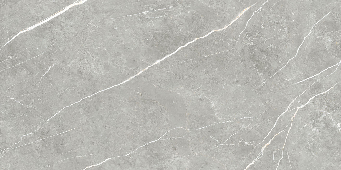Polierte Bodenfliese aus Feinsteinzeug in Marmoroptik Tau Elite Gray Pol, 60x120 cm, 10,5 mm, Grau, rektifiziert