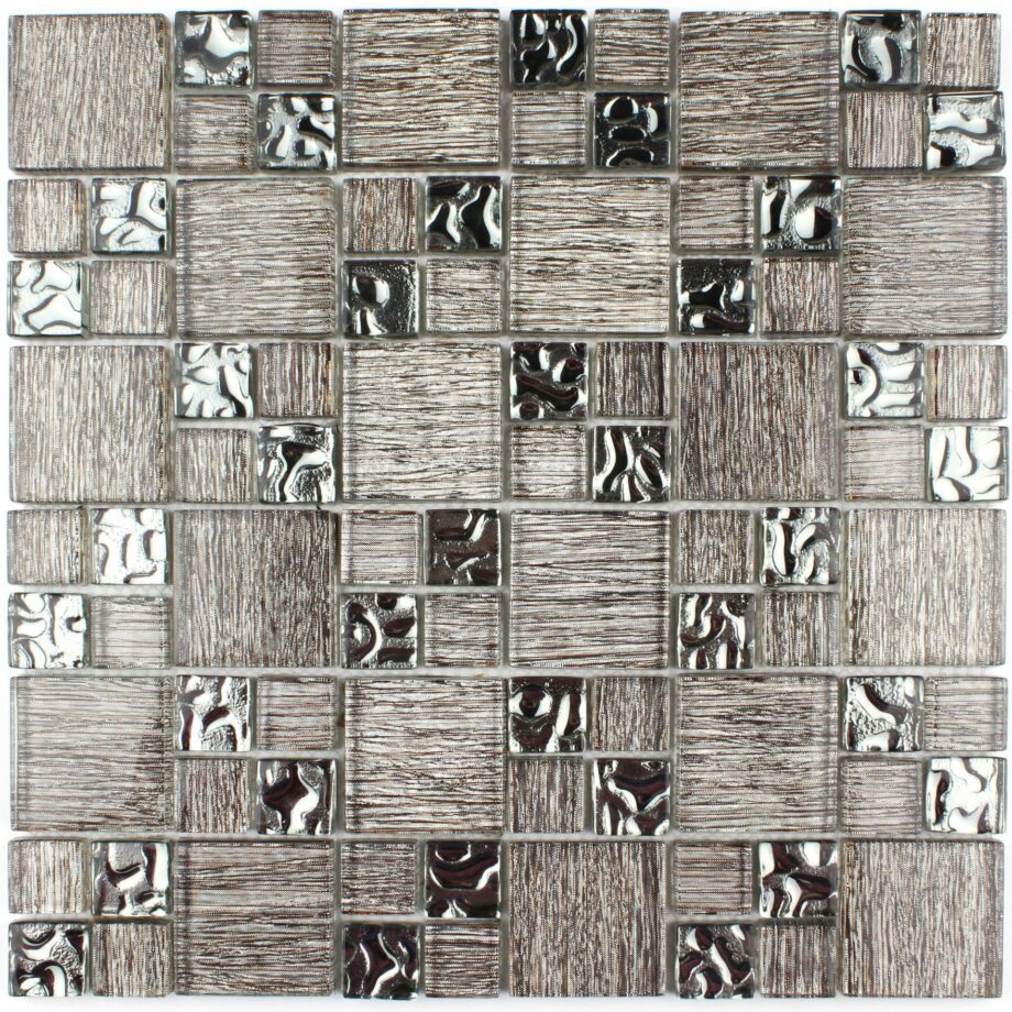 Mosaik aus Materialmix Nr. 76, 30x30 cm, 8 mm, Grau