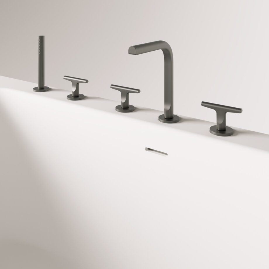 Must seinaäärne kivivann PAA QUADRO WALL 160,5×76 cm, Graphite, matt 3 PAA QUADRO WALL Schwarze Vorwand-Badewanne Graphite, matt 160,5x76 cm – 3