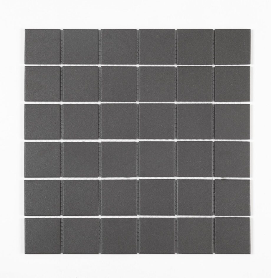 Rutschhemmendes Keramikmosaik Dover Black 5x5, 30x30 cm, 6 mm, Schwarz