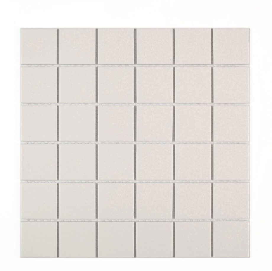 Rutschhemmendes Keramikmosaik Dover White 5x5, 30x30 cm, 6 mm, Weiß