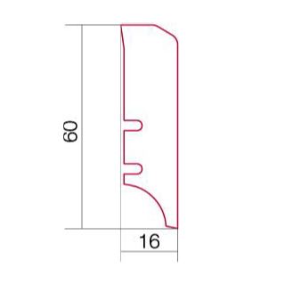 Furnierte Sockelleiste Eiche weiss lackiert, 60x16x2200 mm – 2