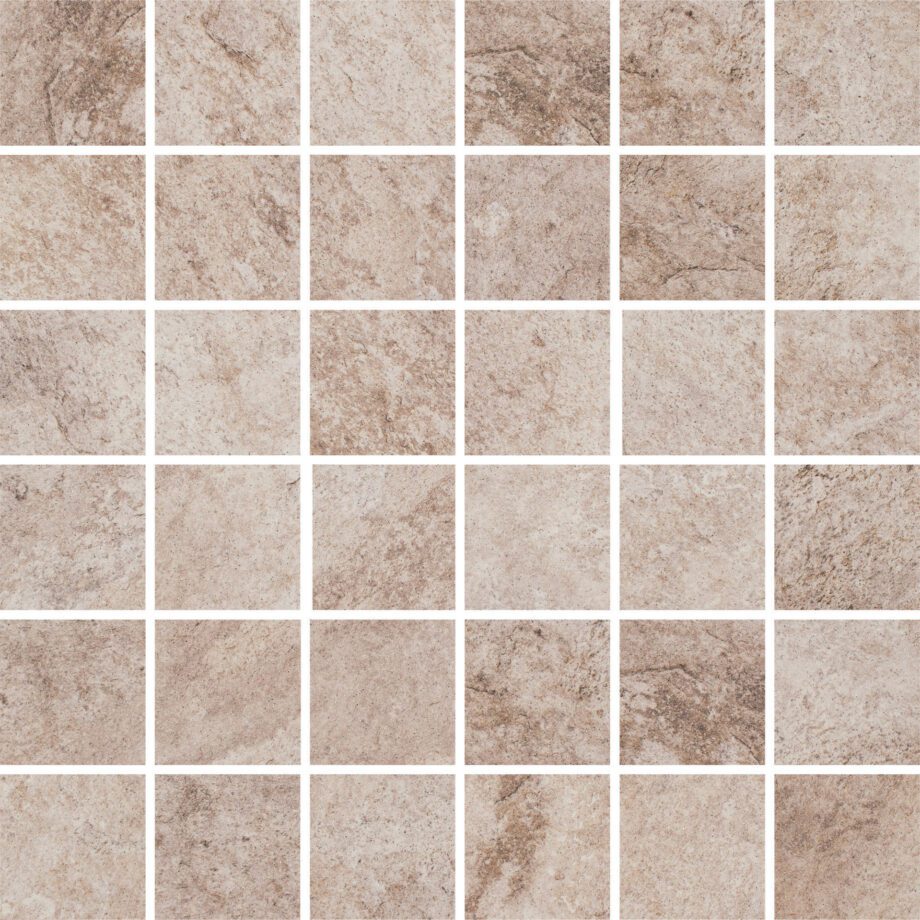 108834-1 Matte Mosaikfliese aus Feinsteinzeug in Steinoptik Himalaya Cream 5x5, 30x30 cm, 8,5 mm, Creme, R10
