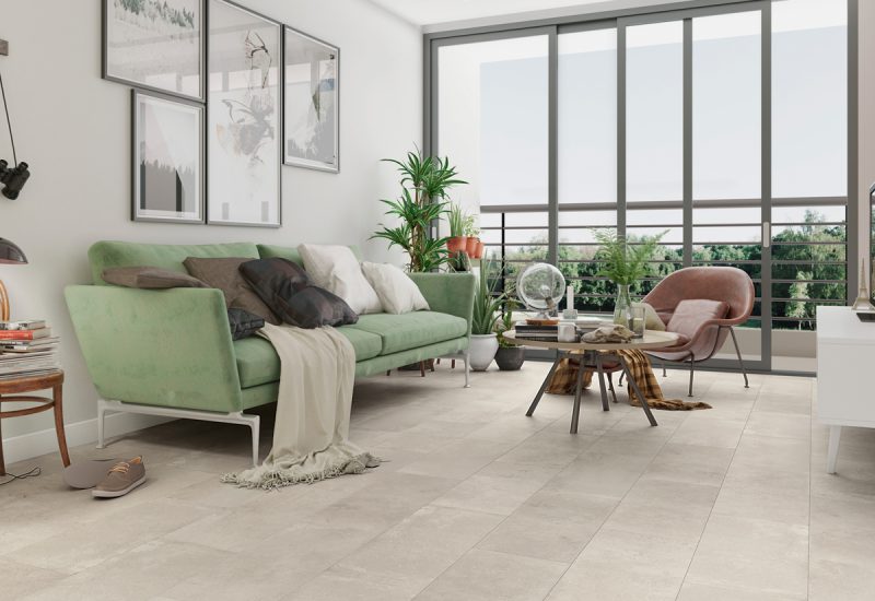 Wasserfester Laminatboden in Fliesenoptik Concrete Beige, 8 mm, 32/AC4 – 2