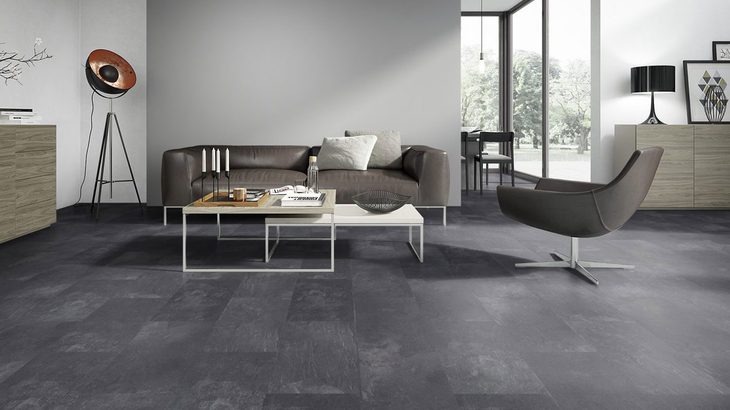 Wasserfester Laminatboden in Fliesenoptik Stone Dark, 8 mm, 32/AC4 – 2