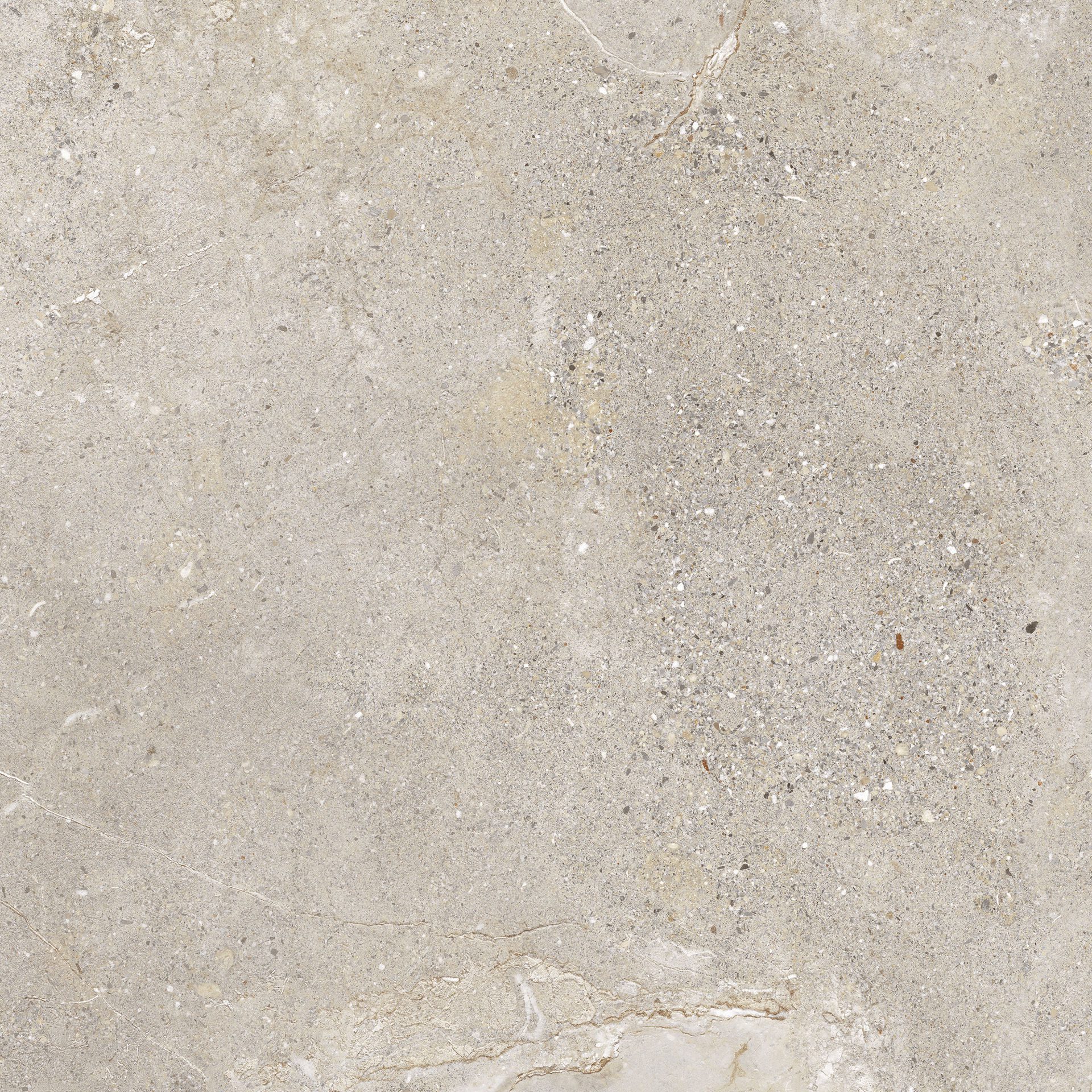 Matte Bodenfliese aus Feinsteinzeug in Steinoptik Stone Age Greige, 60x60 cm, 10 mm, Greige, R10