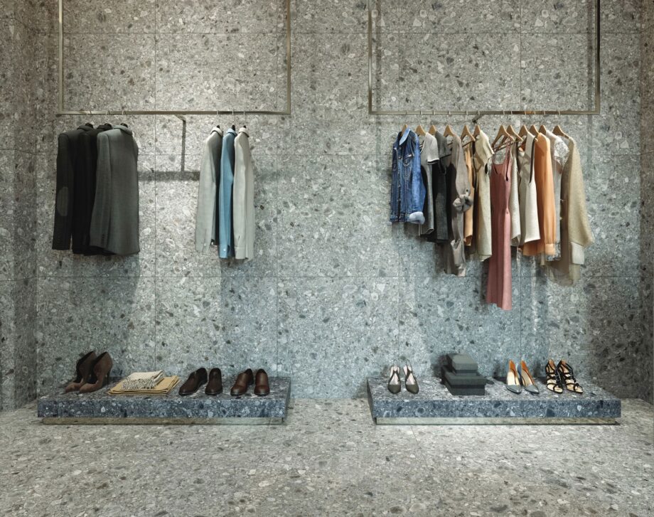 Matte Bodenfliese aus Feinsteinzeug in Terrazzo-Optik Terrazzo Grey, 60x60 cm, 8,8 mm, Grau – 2