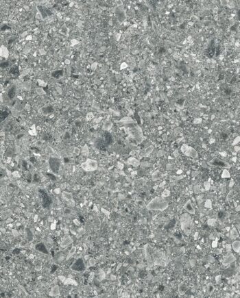 Matte Bodenfliese aus Feinsteinzeug in Terrazzo-Optik Terrazzo Smoke, 60x60 cm, 8,8 mm, Rauchgrau