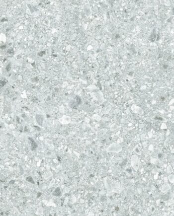 Matte Bodenfliese aus Feinsteinzeug in Terrazzo-Optik Terrazzo White, 60x60 cm, 8,8 mm, Weiß