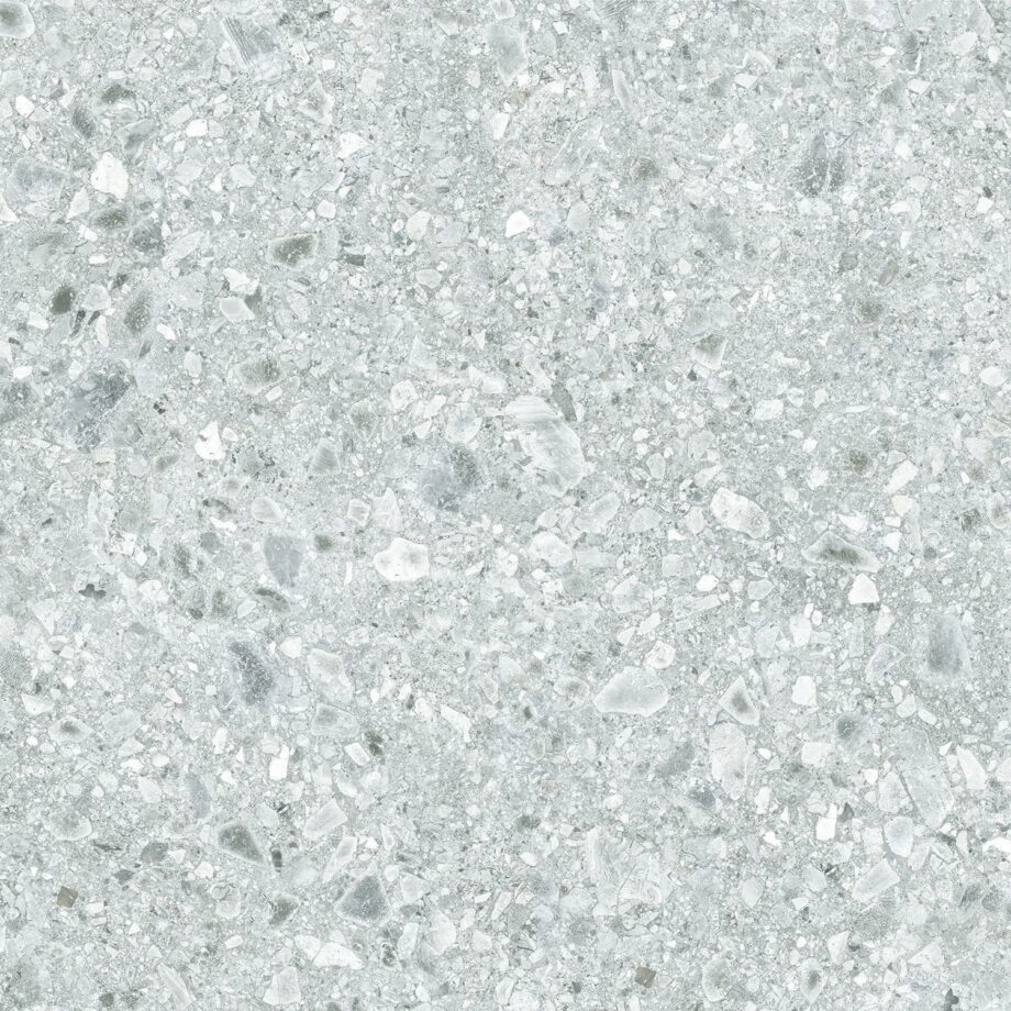 150879-1 Matte Bodenfliese aus Feinsteinzeug in Terrazzo-Optik Terrazzo White, 60x60 cm, 8,8 mm, Weiß