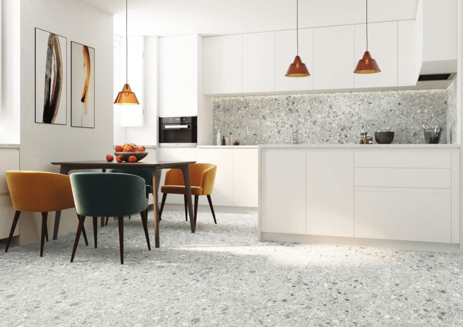 150879-2 Matte Bodenfliese aus Feinsteinzeug in Terrazzo-Optik Terrazzo White, 60x60 cm, 8,8 mm, Weiß – 2