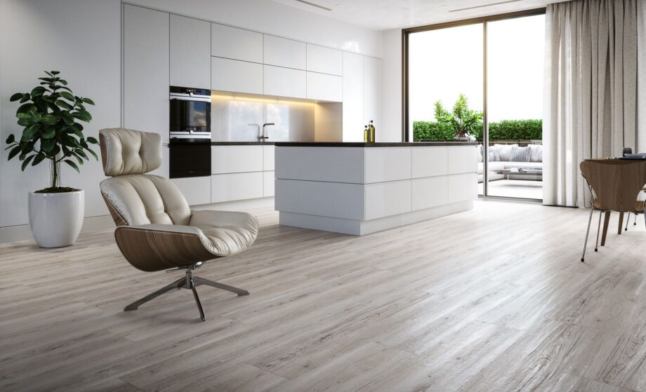 Matte Bodenfliese aus Feinsteinzeug in Holzoptik Tamm White, 15x75 cm, 9,5 mm, Weißeiche – 3