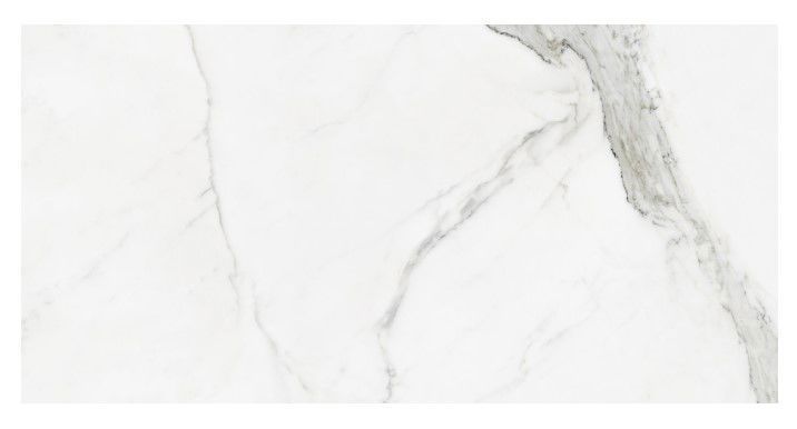 Matte Bodenfliese aus Feinsteinzeug in Marmoroptik Statuario, 60x120 cm, 9 mm, Weiß, R9