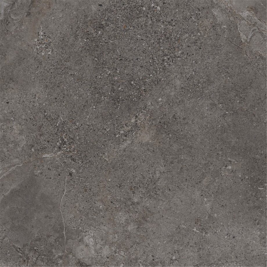 Matte Bodenfliese aus Feinsteinzeug in Steinoptik Stone Age Anthracite, 60x60 cm, 10 mm, Anthrazit, R10