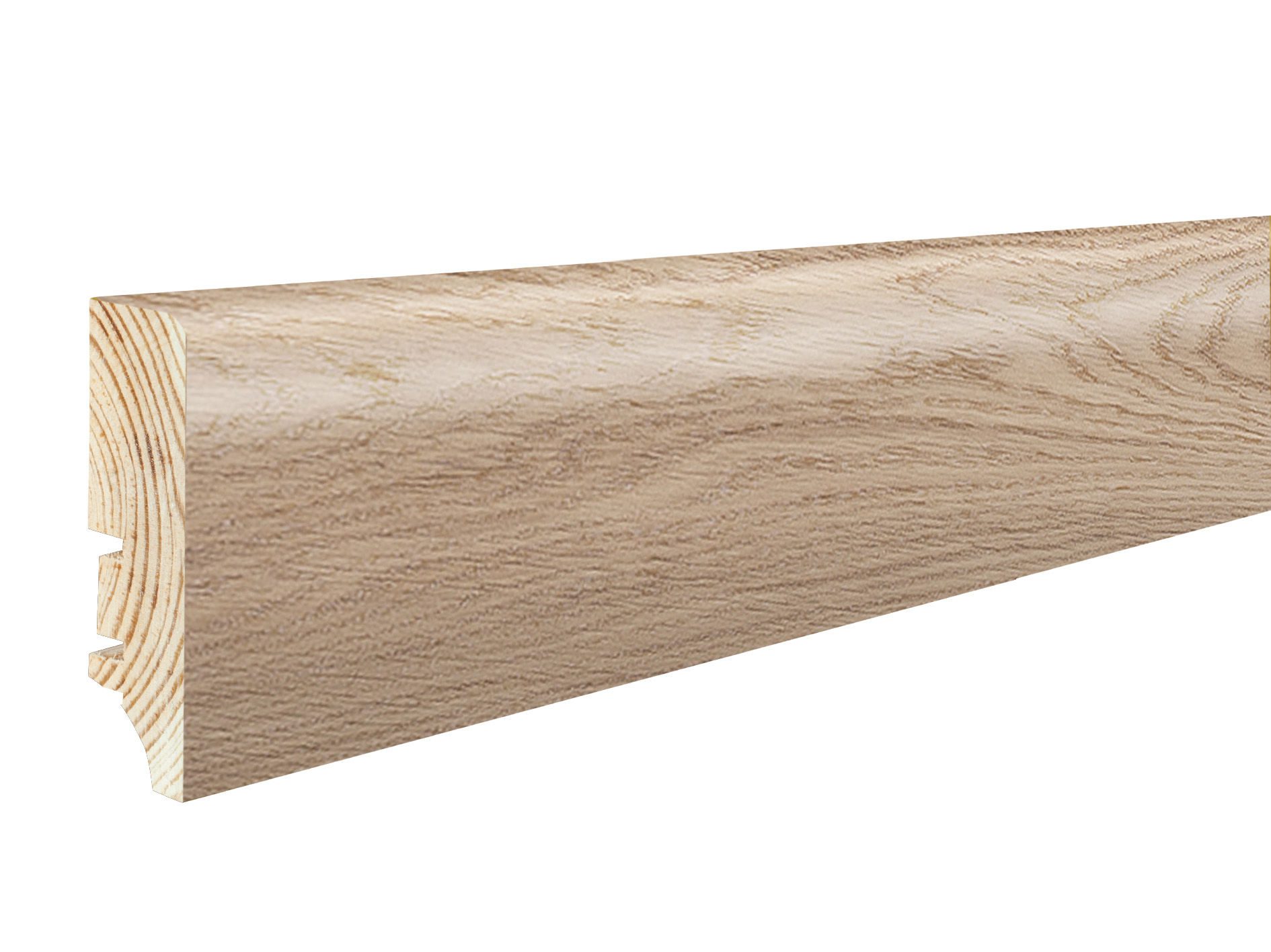 Furnierte Sockelleiste Eiche weiss lackiert P6P, 60x16x2200 mm