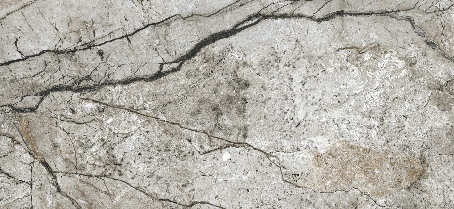 Matte Bodenfliese aus Feinsteinzeug in Marmoroptik Marble Skin Grey, 60x120 cm, 8 mm, Grau, R9
