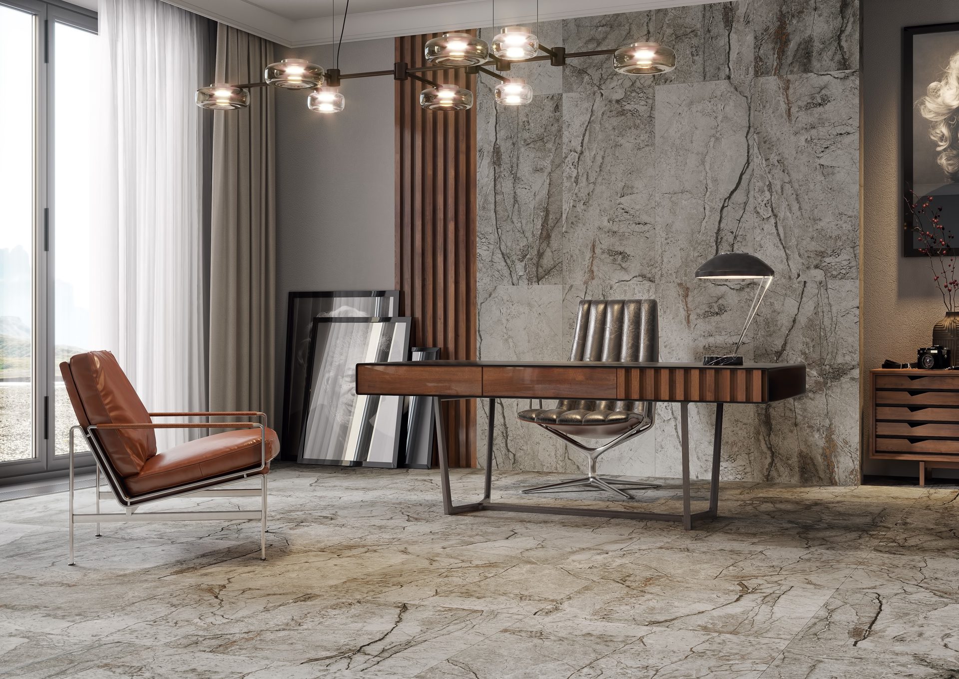 Matte Bodenfliese aus Feinsteinzeug in Marmoroptik Marble Skin Grey, 60x120 cm, 8 mm, Grau, R9 – 2