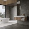 Matte Bodenfliese aus Feinsteinzeug in Steinoptik Alistone Black, 60x120 cm, 8 mm, Schwarz, R10 – 2