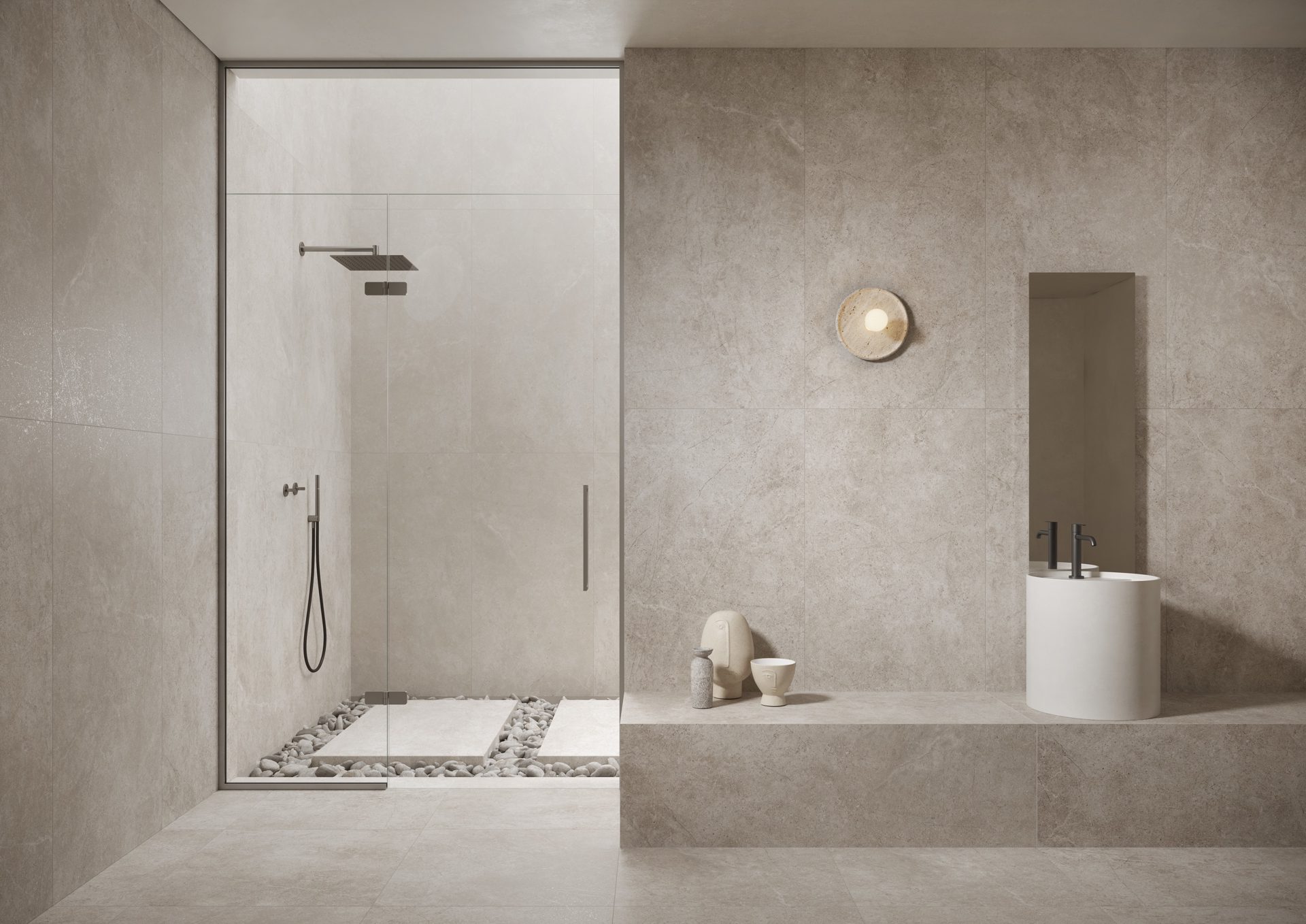 Matte Bodenfliese aus Feinsteinzeug in Steinoptik Harmony Stone, 60x120 cm, 8 mm, Beige, R9 – 2
