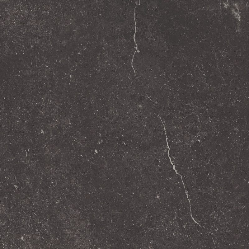 Matte Bodenfliese aus Feinsteinzeug in Steinoptik Piazen Coal, 60x60 cm, 10 mm, Anthrazit