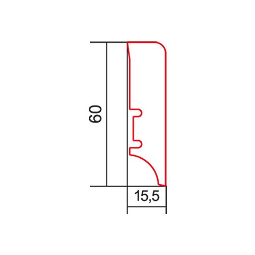 Furnierte Sockelleiste Eiche Terra P6P, 60x16x2200 mm – 2