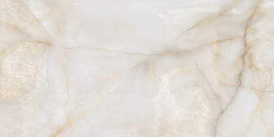 153037-1 Polierte Bodenfliese aus Feinsteinzeug in Marmoroptik Onix Cream, 60x120 cm, 10,5 mm, Creme